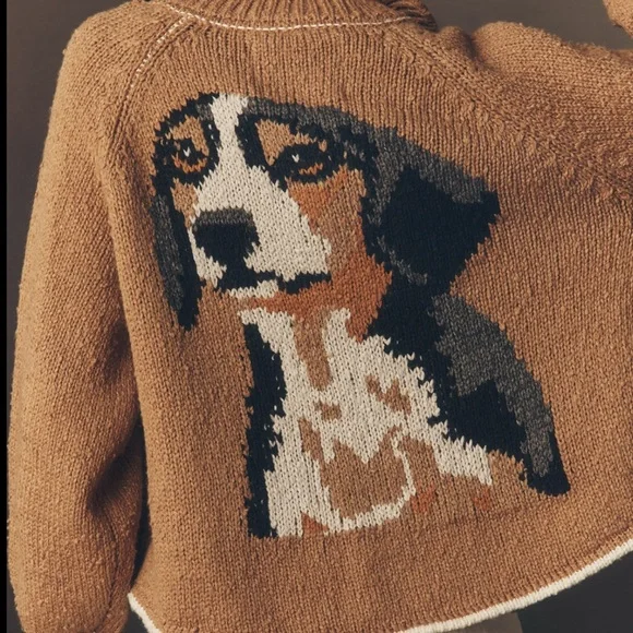 Anthropologie Tan Dog Sweater with Beagle Design - Picture 1 of 4